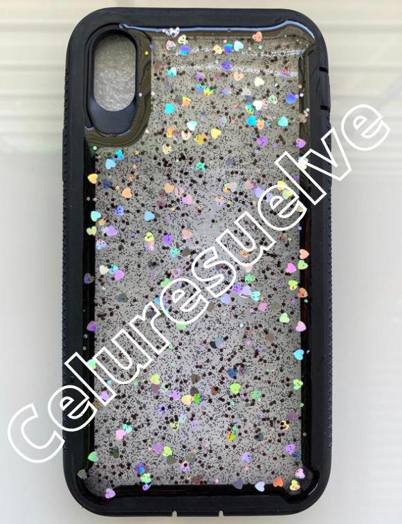 COVER IPHONE CLEAR GLITTER BLACK