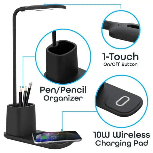 Wireless Charge Lamp w/Pen Holder