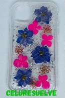 COVER IPHONE FLORES ROSA Y AZUL